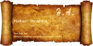 Haker Aranka névjegykártya